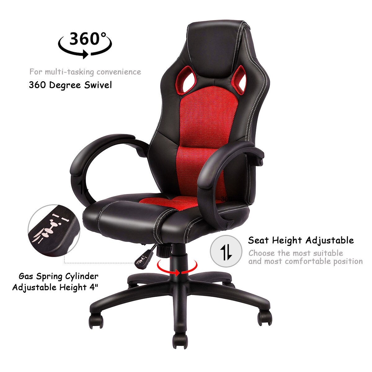 Shop Costway High Back Racing Chair Bucket Seat Office Desk Gaming