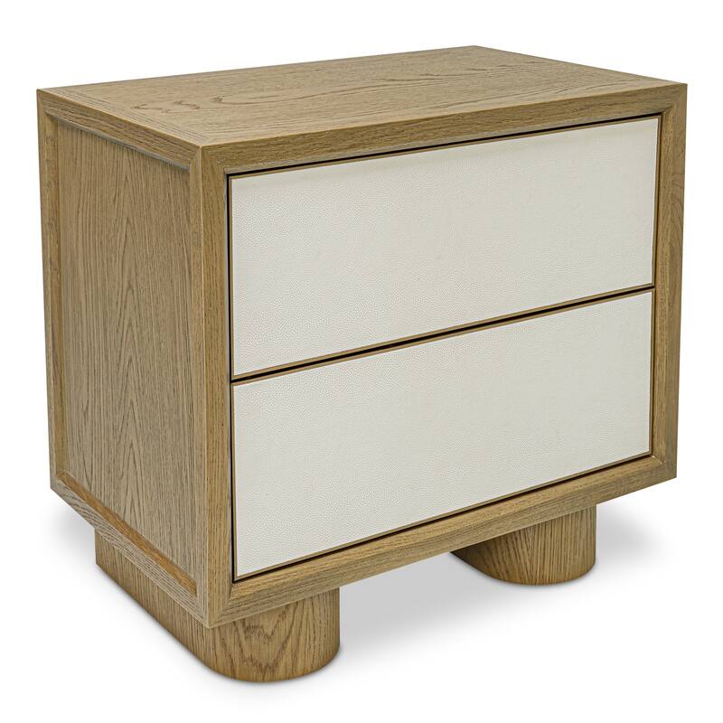 NADAAL STUDIOS Alarno Nightstand, Shagreen Pattern with Antique Gold Frame 2-Drawer, Black