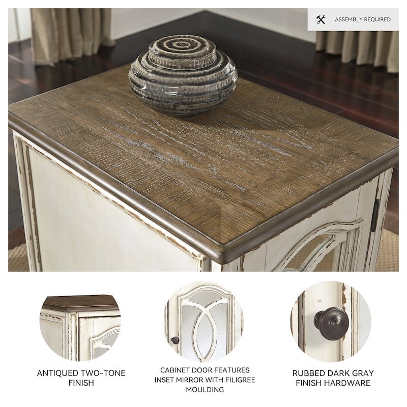 Signature Design by Ashley Nettle Bank White and Brown Wooden Chairside End Table