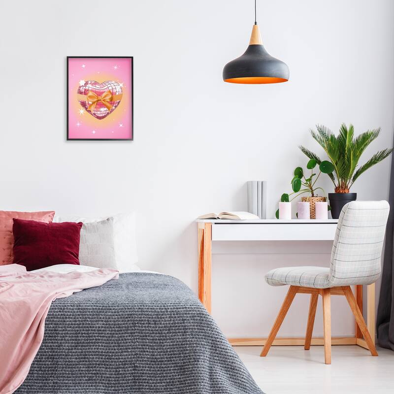 Stupell Heart Disco & Ribbon Framed Giclee Art Design By Susan Arnot