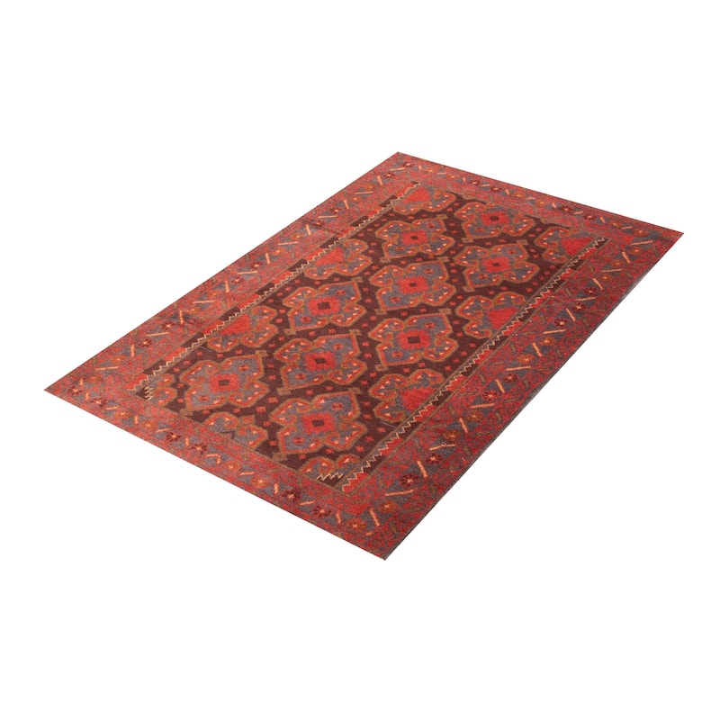 ECARPETGALLERY Hand-knotted Baluch Dark Brown Wool Rug - 4'0 x 6'4