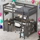 preview thumbnail 11 of 16, Full Size Loft Bed with U-shaped Desk,Drawers and Storage Shelves and Sturdy Wood Frame for Bedroom