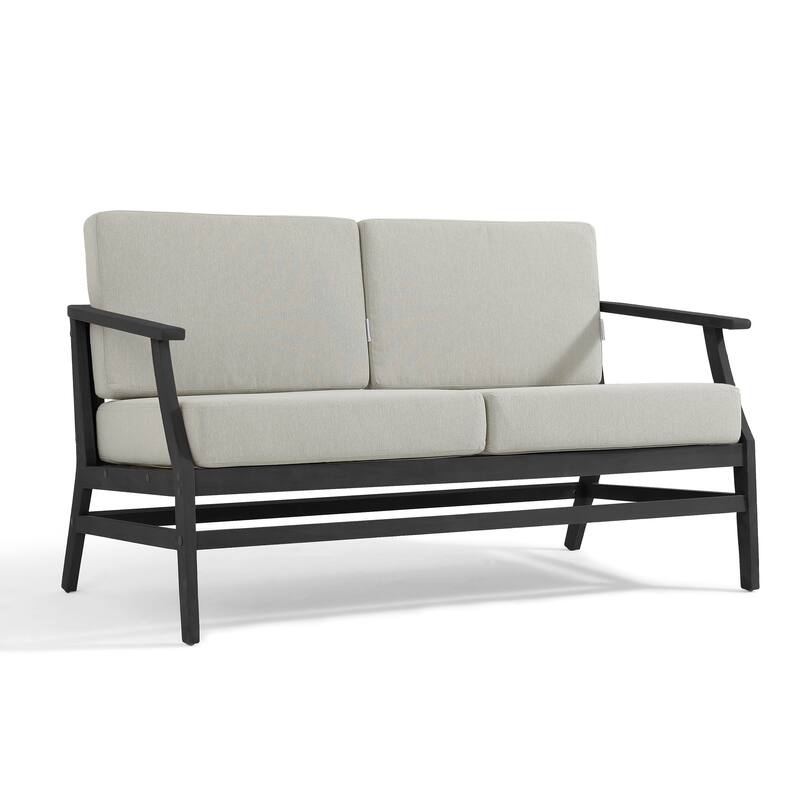 Patio Teak Wood Outdoor Loveseat Sofa with Cushions
