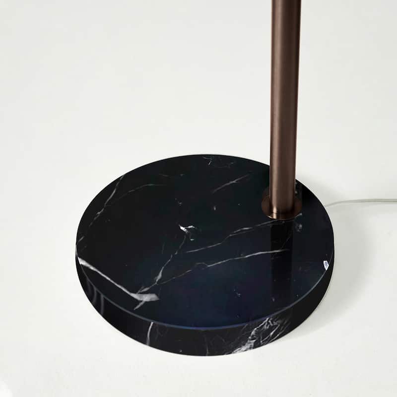 Brightech Mason 81 in. Oil Brushed Bronze Modern Adjustable and Extendable LED Floor Lamp with Beige Fabric Drum Shade