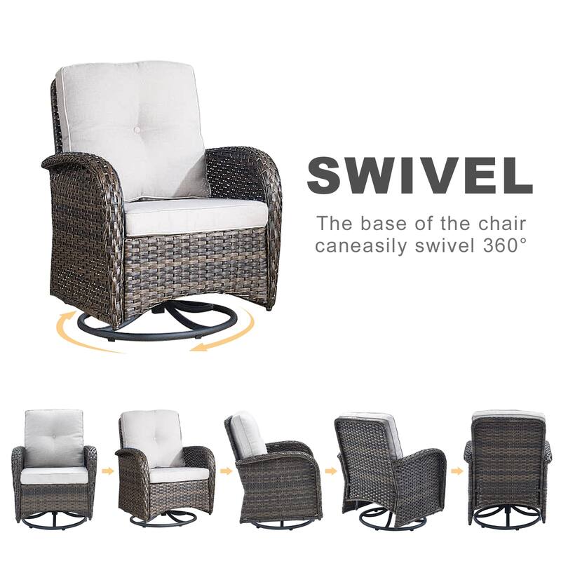 Patio Outdoor Swivel Glider Rocker Chair - Brown