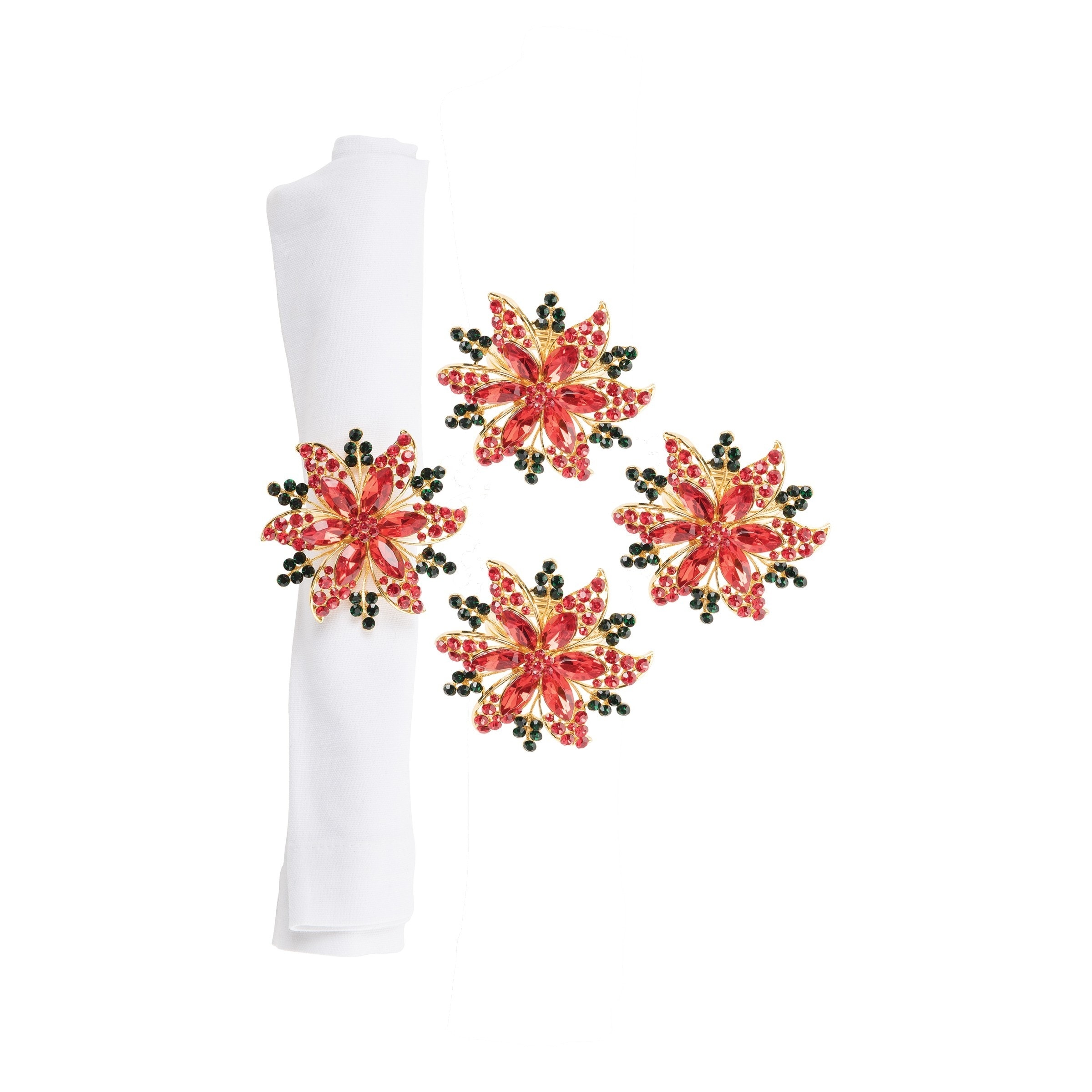 Poinsettia Napkin Ring Set of 4 - Set of 4