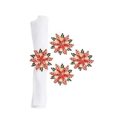Poinsettia Napkin Ring Set of 4 - Set of 4