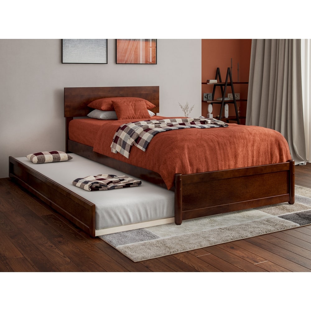 Wesley Platform Bed with Panel Footboard and Twin XL Trundle