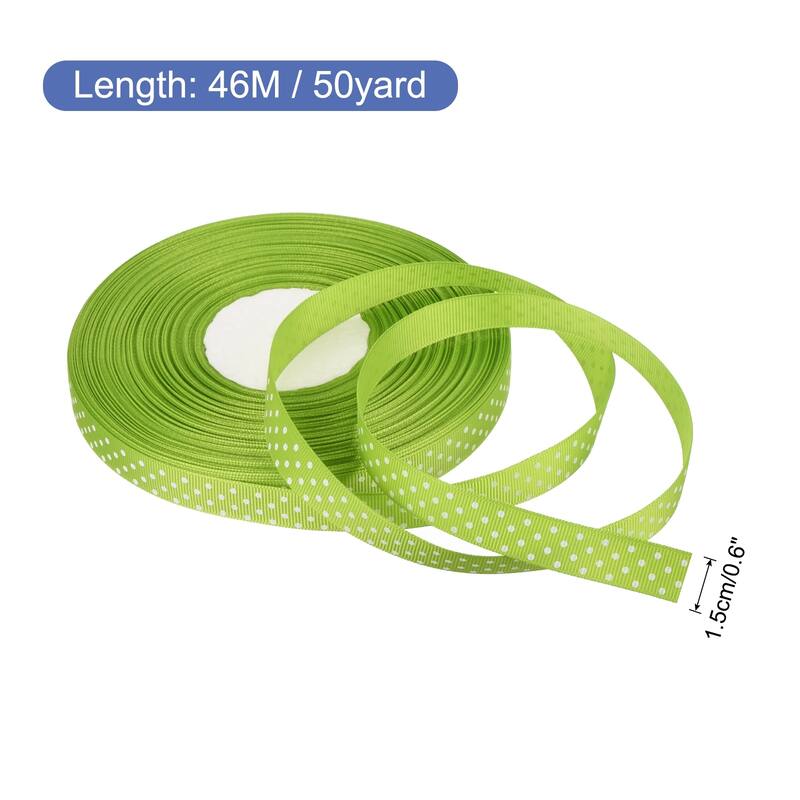 Grosgrain Ribbons with Dots Ribbon Bow Decoration - Light Green - 50 Yards 5/8 Inch