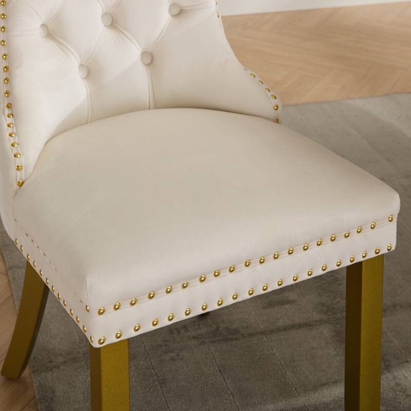 Roomfitters Upholstered Dining Chairs Set of 2 with Nailhead Trim and Gold Legs, Modern Side Chairs for Kitchen
