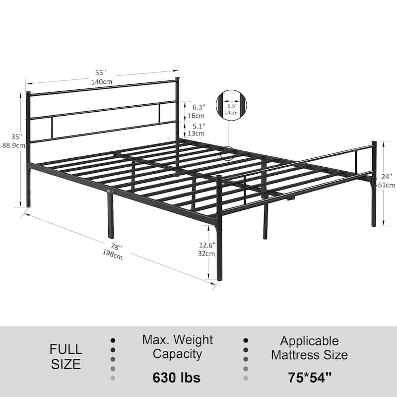 Black Classic Metal Bed Frame