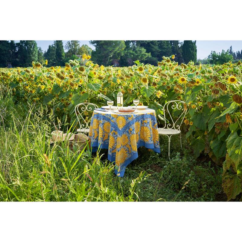 Couleur Nature Sunflower Tablecloth - Yellow/Blue