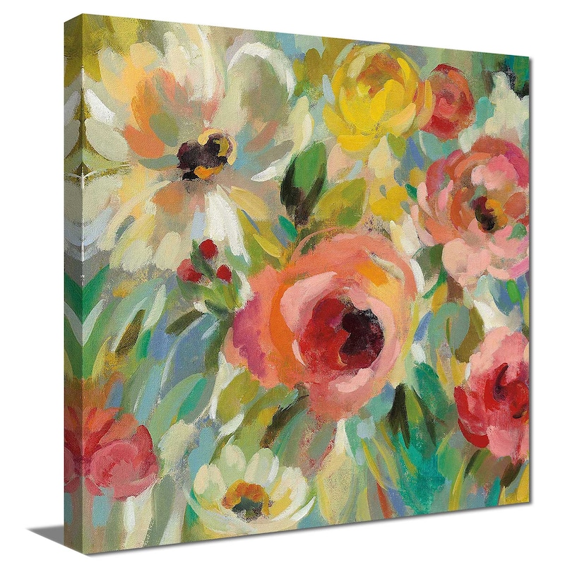"Vivid Coral Floral I I" Print on Canvas