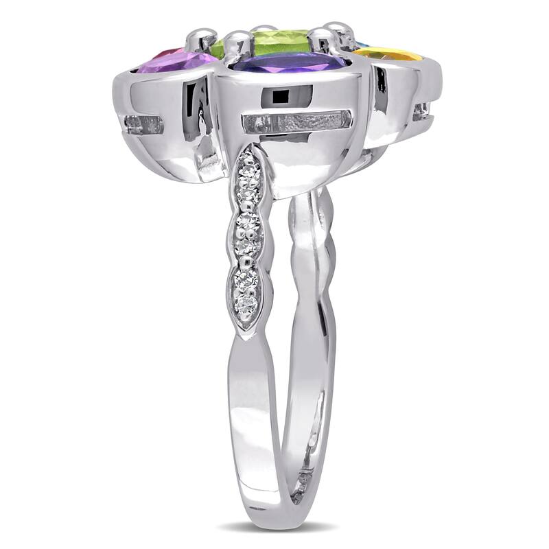 Miadora 3 2/5ct TGW Multi-Gem Diamond Accent Floral Ring in Sterling Silver