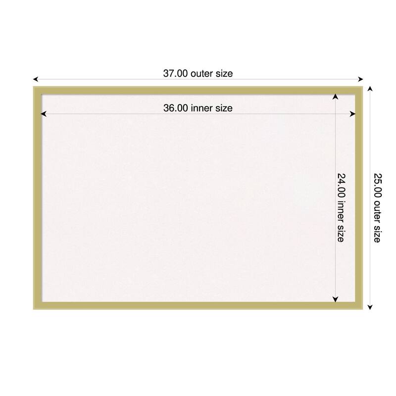 Incline Light Gold Wood Framed Cork Board - Bulletin Board, Organization Board, Pin Board - White - 37 x 25 in