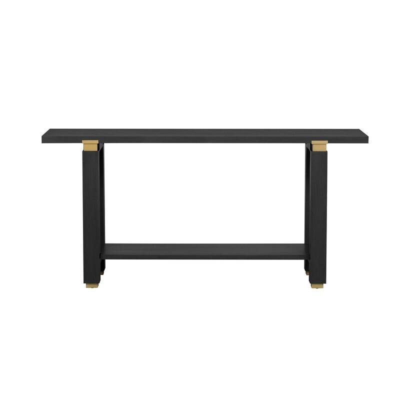 Modern 63" Console Table with Solid Wood Legs and Built-in Shelf for Stylish Entryway Organization