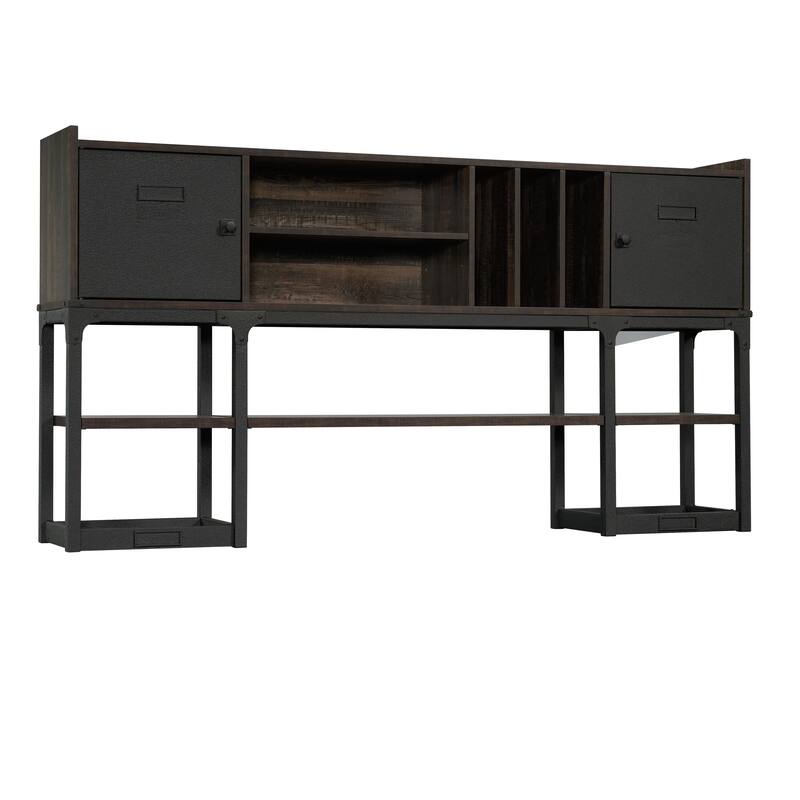 Wood Hutch with Concealed Storage, Brown - 72.05" W x 12.80" D x 38.50" H