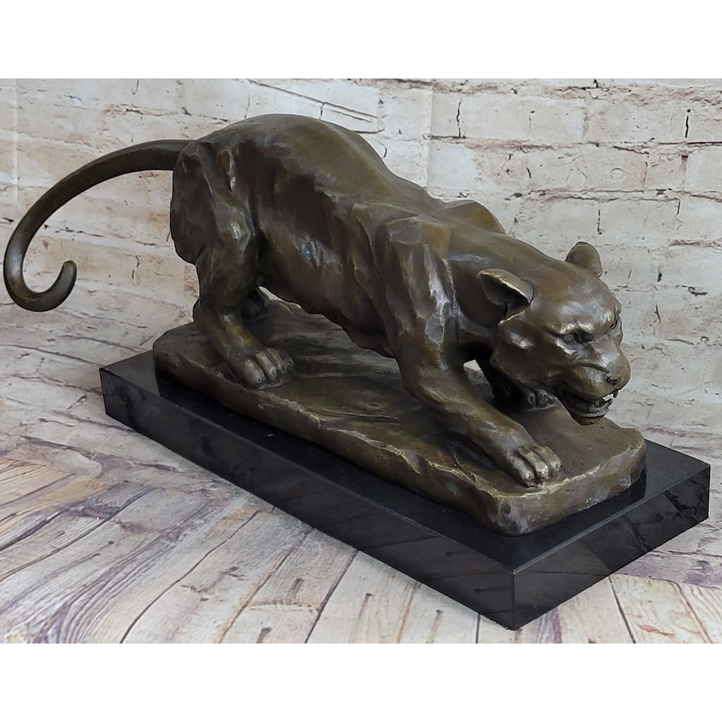 Handmade Bronze Sculpture Imitative Lion Panther Tiger Puma Cougar Imitative Cat Statue African Art