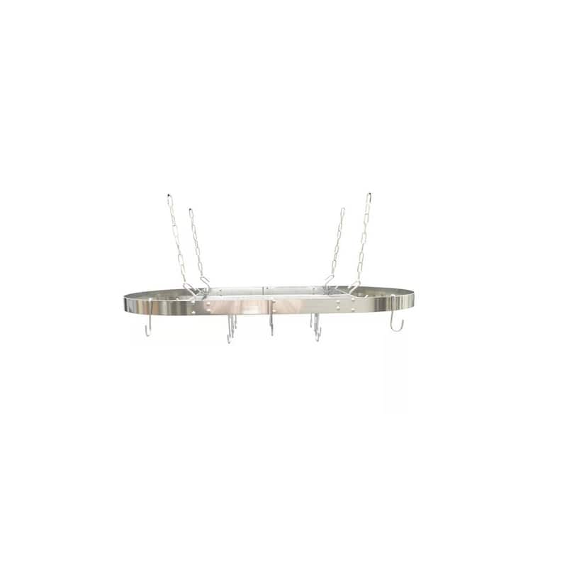 Ceiling Mounted Oval Pot Rack Stainless Steel Kitchen Storage