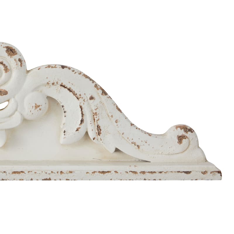 Wood Floral Carved Arabesque Wall Decor - White - Roche River Decor