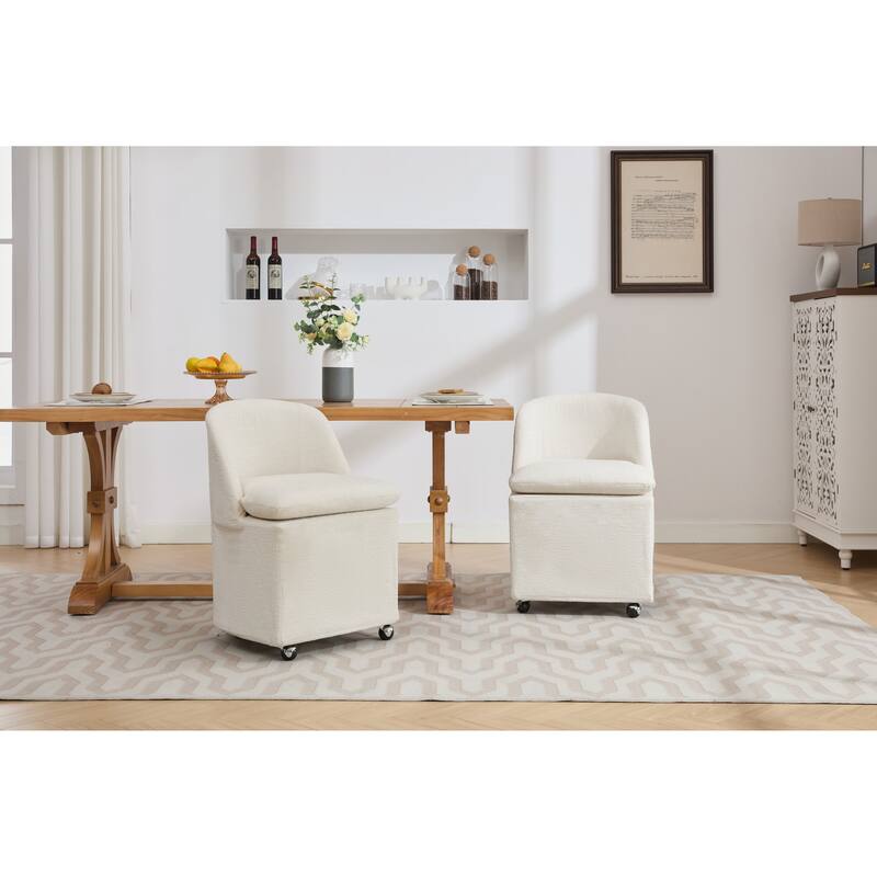 Upholstery Dining Chairs With Universal Wheels Set of 2