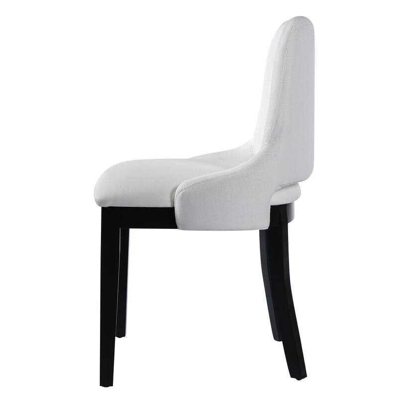 Wooden Dining Chairs Set of 2, Linen Upholstered Farmhouse Kitchen Dining Chairs, Dining Room Accent Chairs