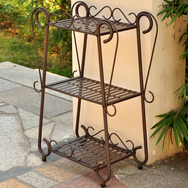 Santa Fe 3-Tier Plant Shelf - Rustic Brown