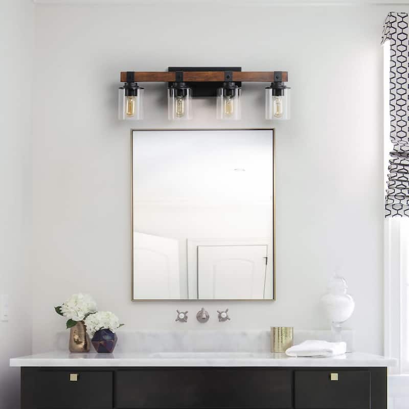 4-Lights Farmhouse Vanity Lights Fixture,Rustic Bathroom Sconce,Bulbs Not Included