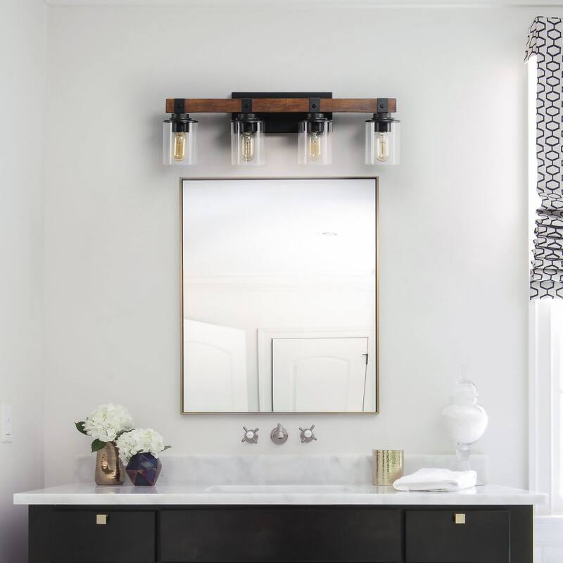 4-Lights Farmhouse Vanity Lights Fixture Rustic Bathroom Light Fixture Bathroom Sconce