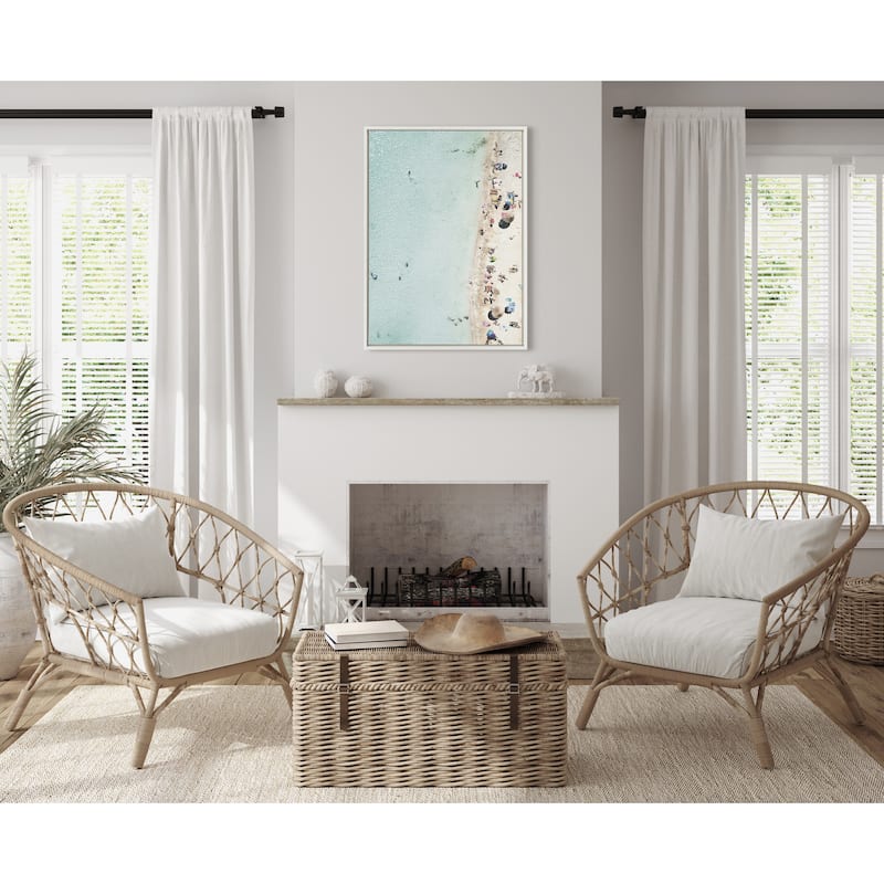 DesignOvation Sylvie Beach From Above Framed Canvas by Amy Peterson