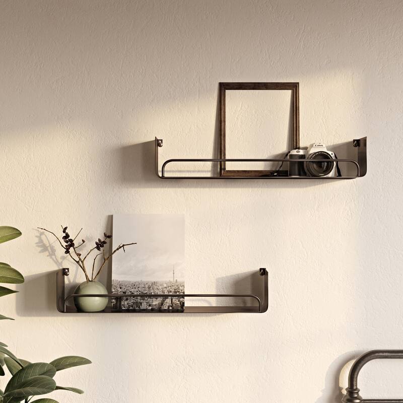 Carson Carrington Lacktorp Modern Wall Shelf (Set of 2) - 5.5"H x 28"W x 5.5"D - Black