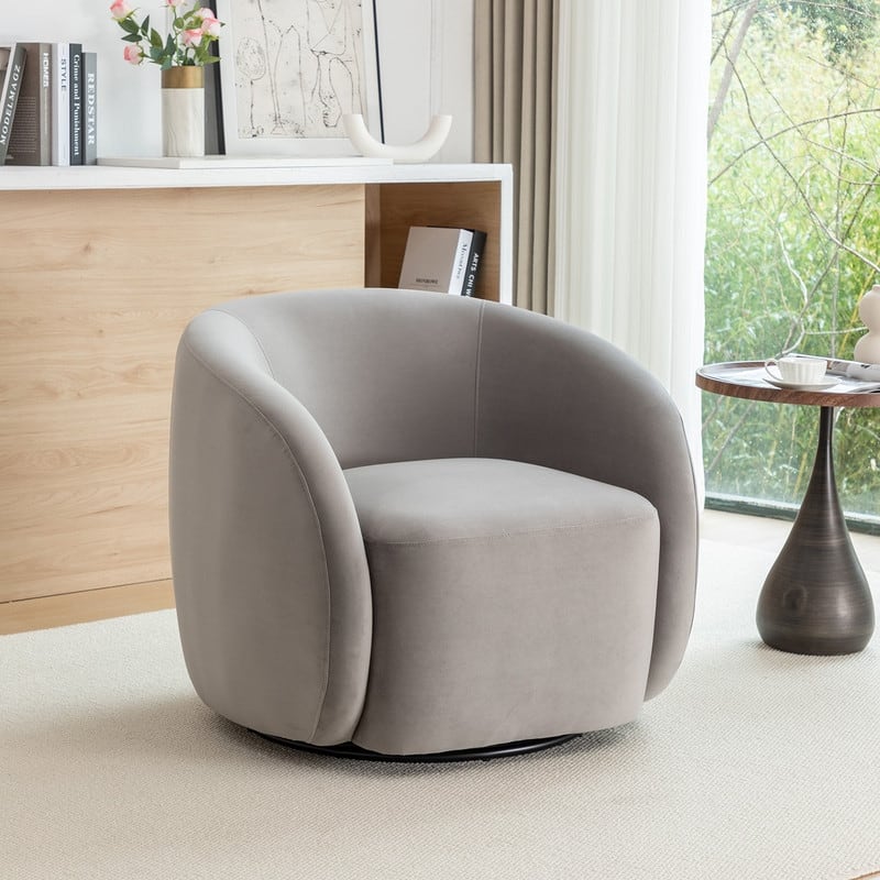 SEYNAR Modern Glam Velvet Upholstered 360 Degree Swivel Accent Armchair