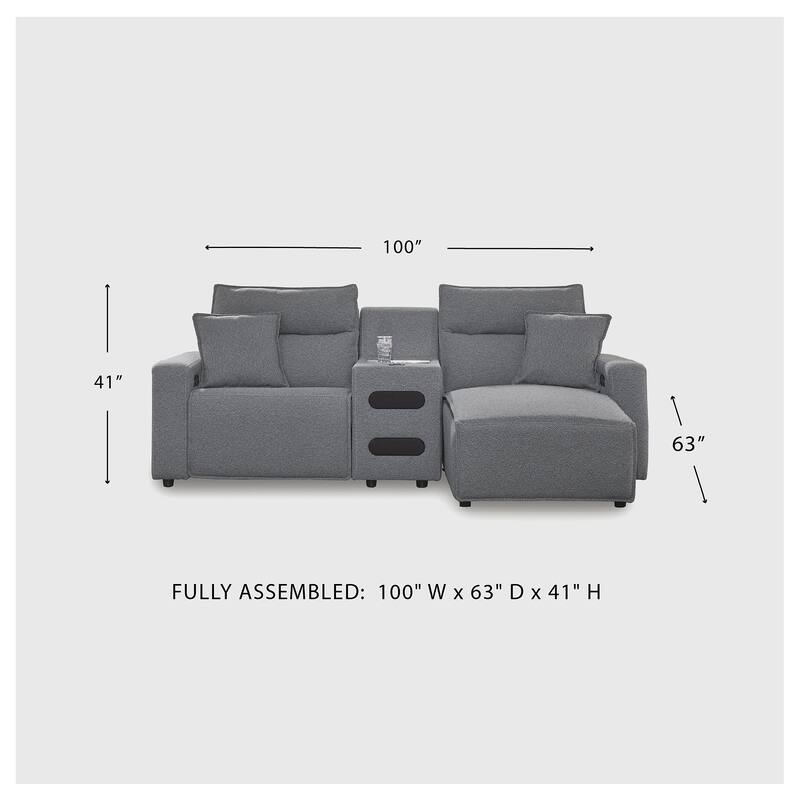 Signature Design by Ashley Modmax Gray 3-Piece Power Reclining Sectional with Chaise - 100" W x 63" D x 41" H