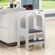 preview thumbnail 1 of 19, Safe and Sturdy Wooden Step Stool for Kids with Handles and Anti-Slip Mat White