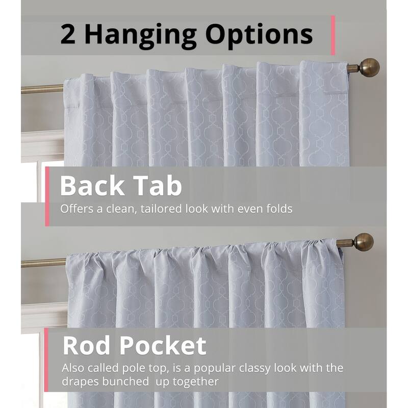 HLC.me Franklin Moroccan 100% Complete Blackout Thermal Insulated Energy Savings Back Tab Rod Pocket Curtain, 2 Panels