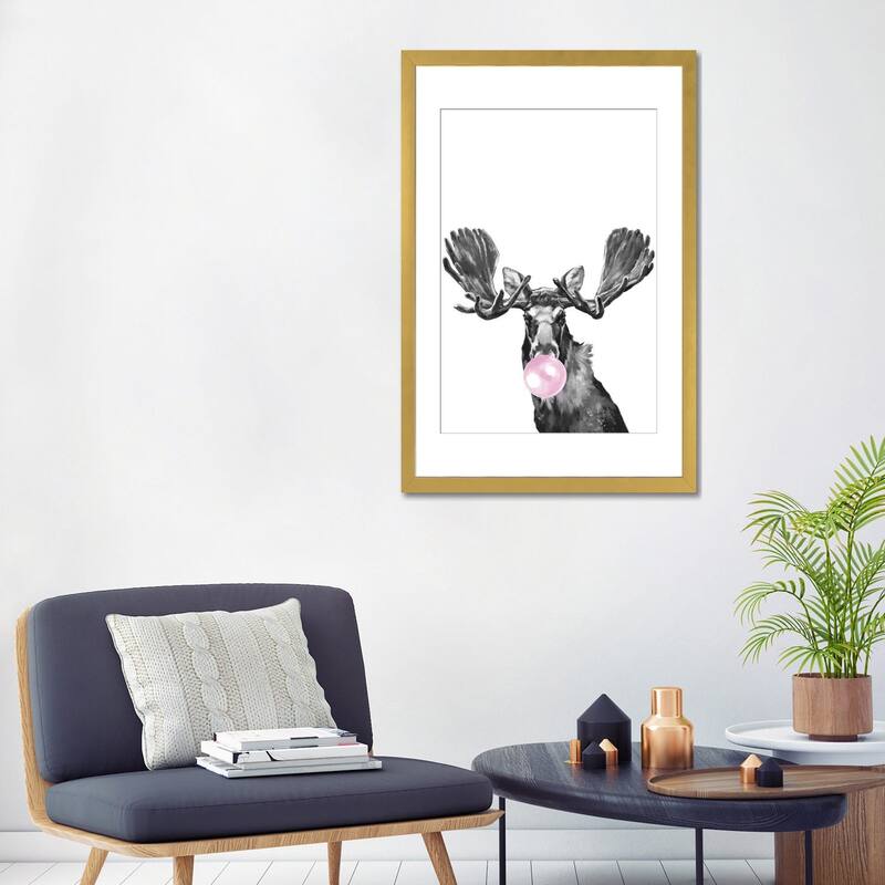 iCanvas "Bubble Gum Moose Black And White" by Big Nose Work