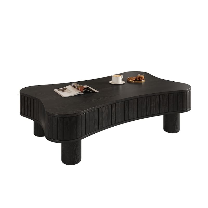 Lift Top Coffee Table - Fluted Panel Hidden Storage,Silent Hydraulic Lift,Curved Safety Corners,5 Min Assembly