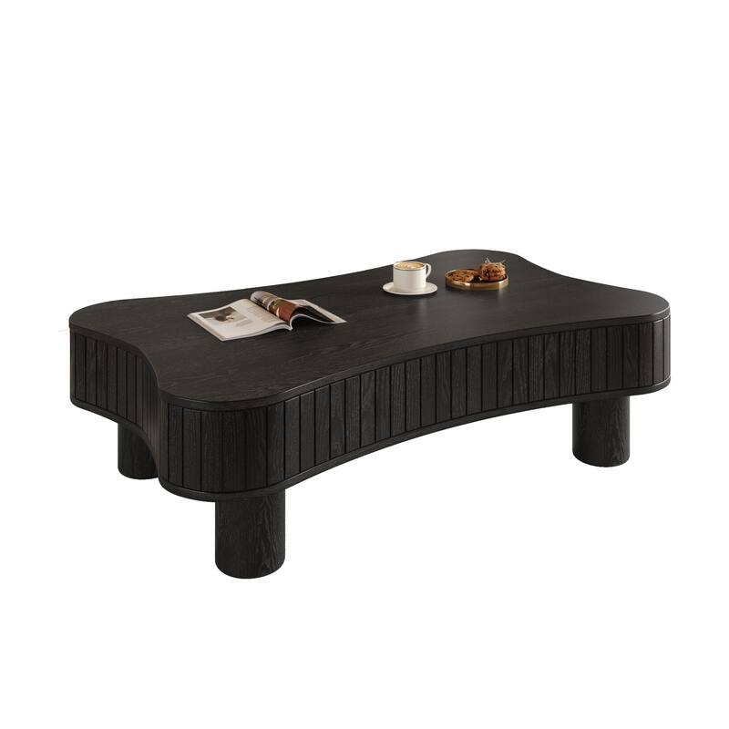 Lift Top Coffee Table 42" - Fluted Panel Hidden Storage, Silent Hydraulic Lift, Curved Safety Corners,5 Min Assembly