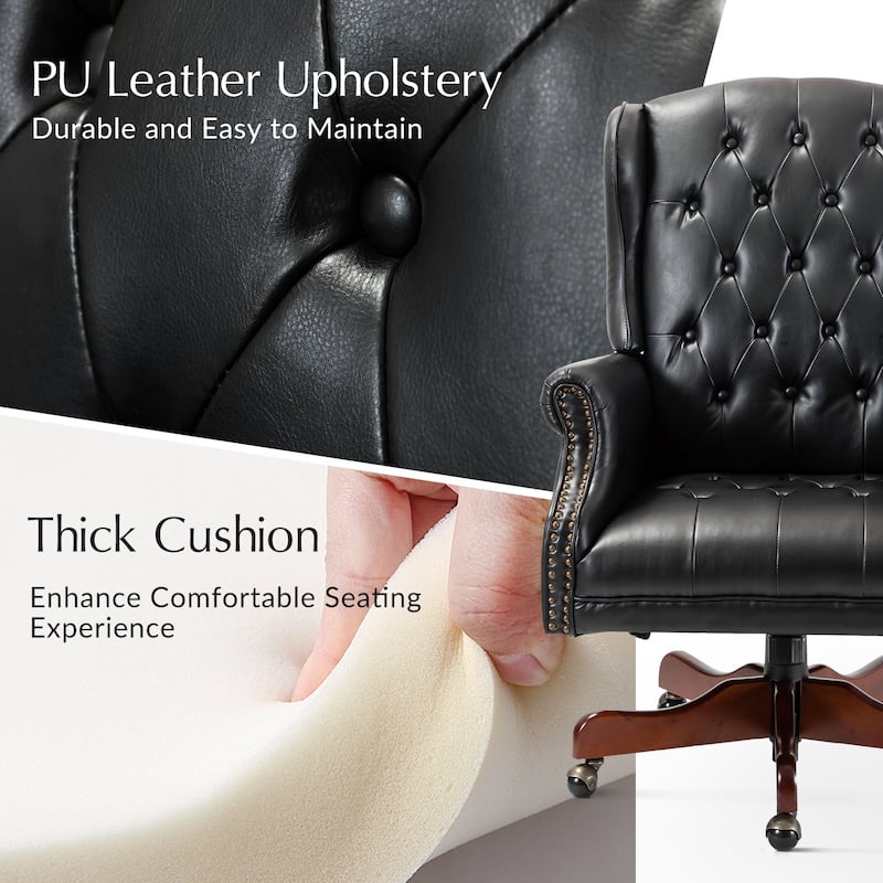 Maximiliano Modern Swivel Executive Chair with Tufted Back by HULALA HOME