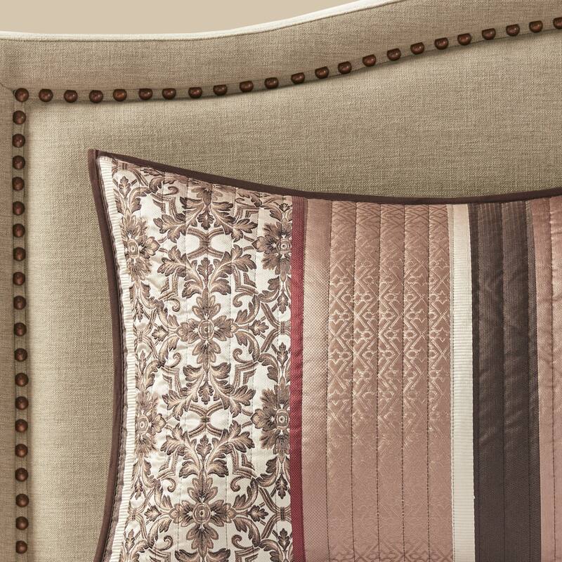 Madison Park Dartmouth 5 Piece Jacquard Quilt Set with Throw Pillows