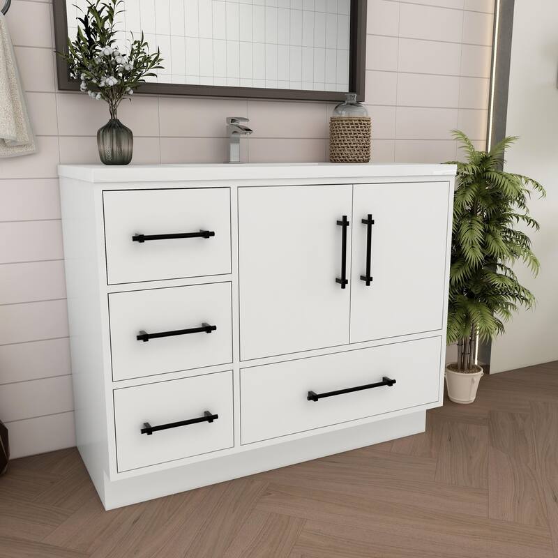 Victoria 42'' Left Drawer Freestanding Vanity with Reinforced Acrylic Sink - 41.5