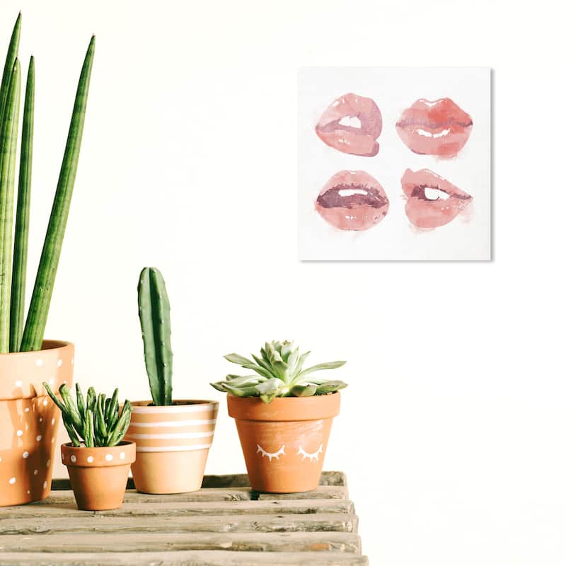 Wynwood Studio Fashion and Glam XO Glossy Lips White and Glam Wall Art Canvas Print - 12 x 12