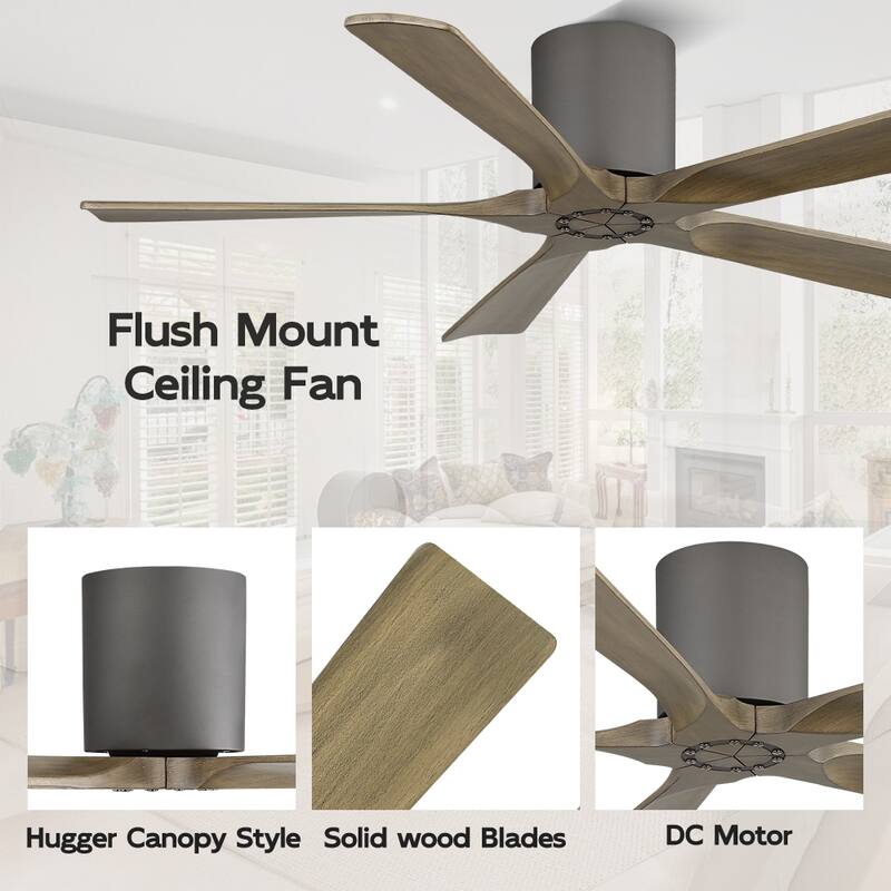 MLiAN 52 In. 5 Solid Wood Blades Indoor Ceiling Fan with Remote - 52 inch
