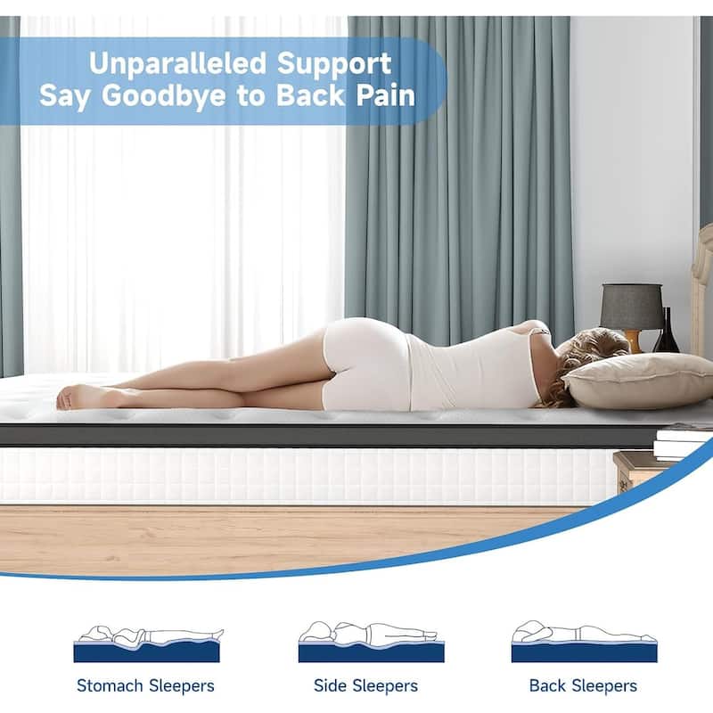 Full Size Box Spring 12 Inch Mattress, Memory Foam Hybrid Mattress in a Box