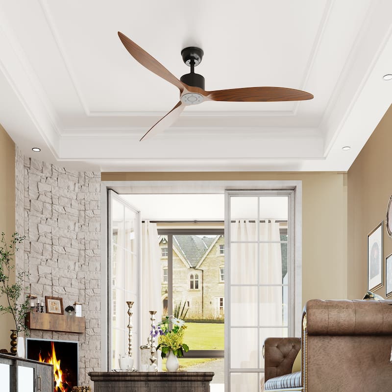 Walnut Ceiling Wood Fan with Remote, 6 Speeds,for All Seasons,Bedroom,Balcony,study