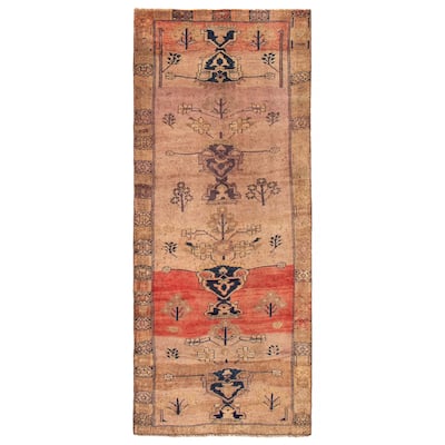 ECARPETGALLERY Hand-knotted Melis Vintage Tan Wool Rug - 4'8 x 11'4