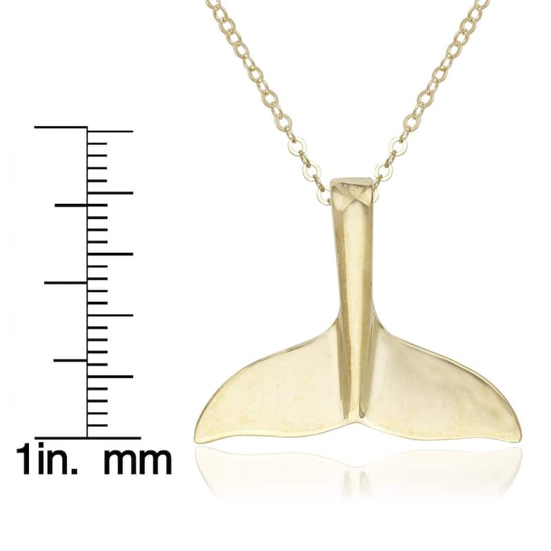 Curata 14k Yellow Gold 18" Polished Whale Tail Pendant Necklace