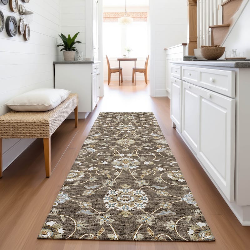 Premium Washable Super Soft Traditional Persian Mayfield Rug - Chocolate - 2'3" x 7'6"