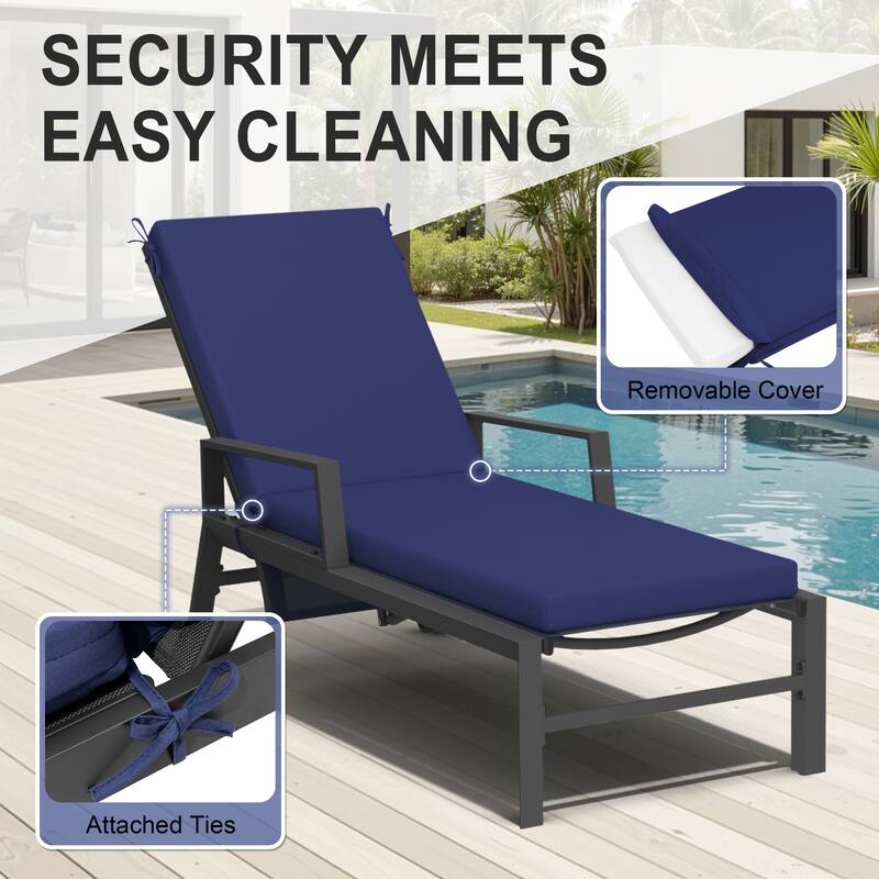 Outdoor Lounge Chairs Chaise Lounge Set with Adjustable Back and Cushions