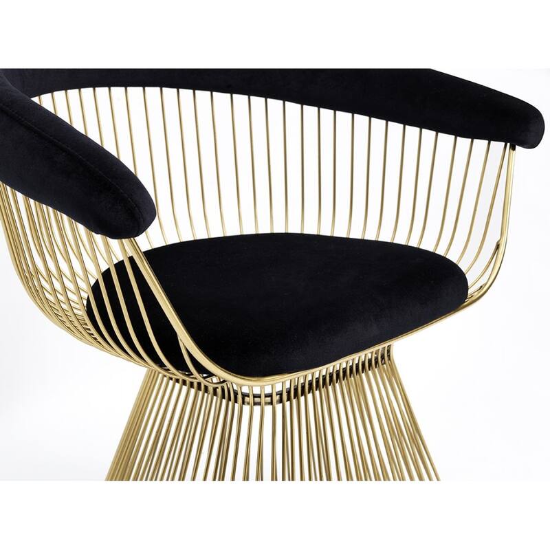 Modrest Chandler Black Velvet & Gold Dining Chair